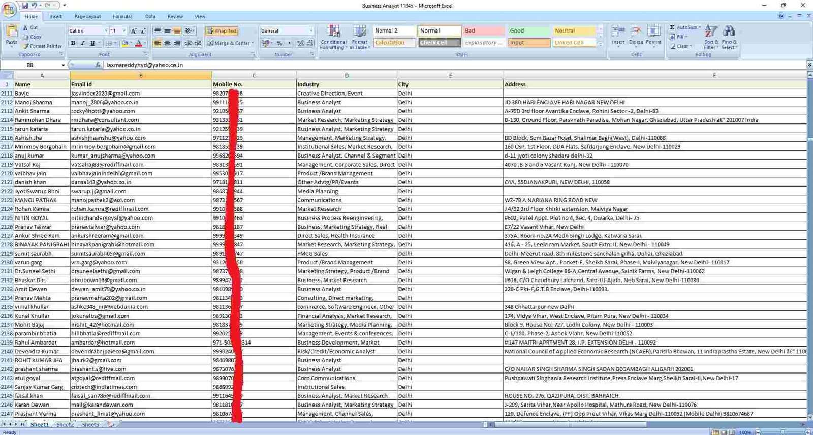 Pan India Database 2026 Sample Data Screenshot 5 — B2B Leads India 2026